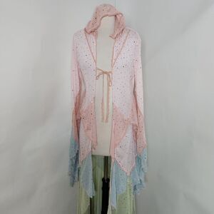 Dolls Kill Club Exx Sheer Polka Dot Sparkly Duster Size M